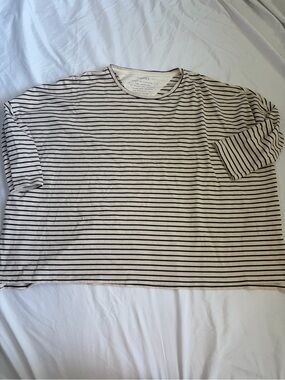 MERSEA Catalina Striped Oversized Boxy Tee Slub Knit Slouchy Top One Size OS